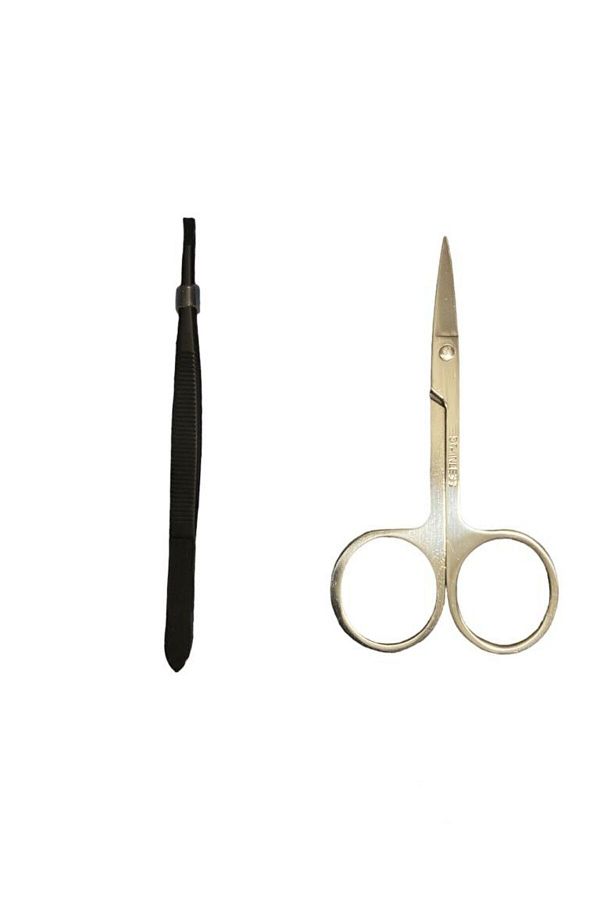 Solingen Elize-Professional Fine Tip Tweezers and Eyebrow Mustache Scissors 1