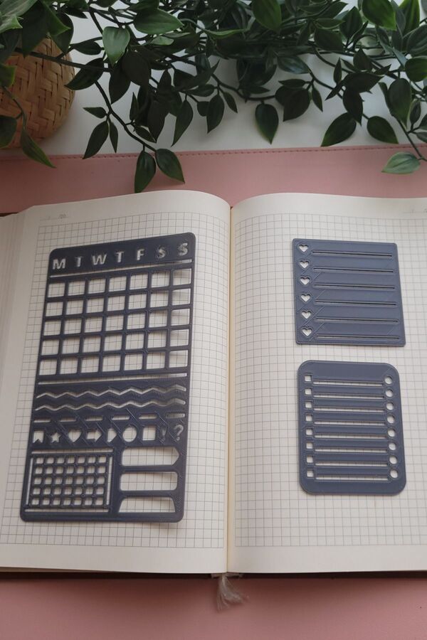 Karmelom Studio-Bullet Journal Set of 3 Grey Planner and Small Square Note Holder 1