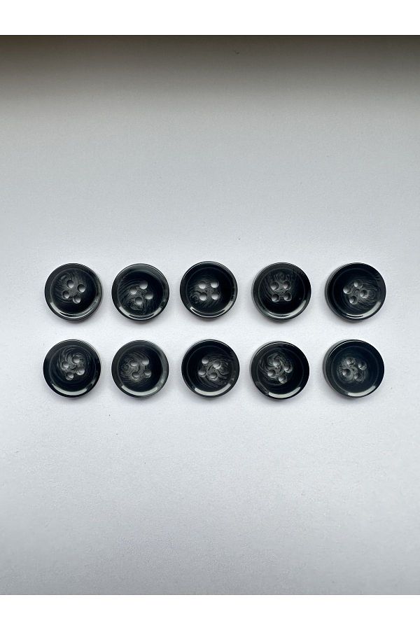 aensia-Black on Gray Marble Marble Pattern Design Button Plain Polyester Button 24 Size Buttons - Pack of 10 1