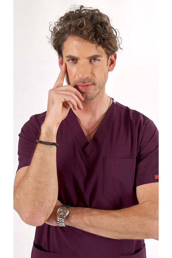 Uçak Medikal-Plum U-Flex Lycra Scrubs Set 1