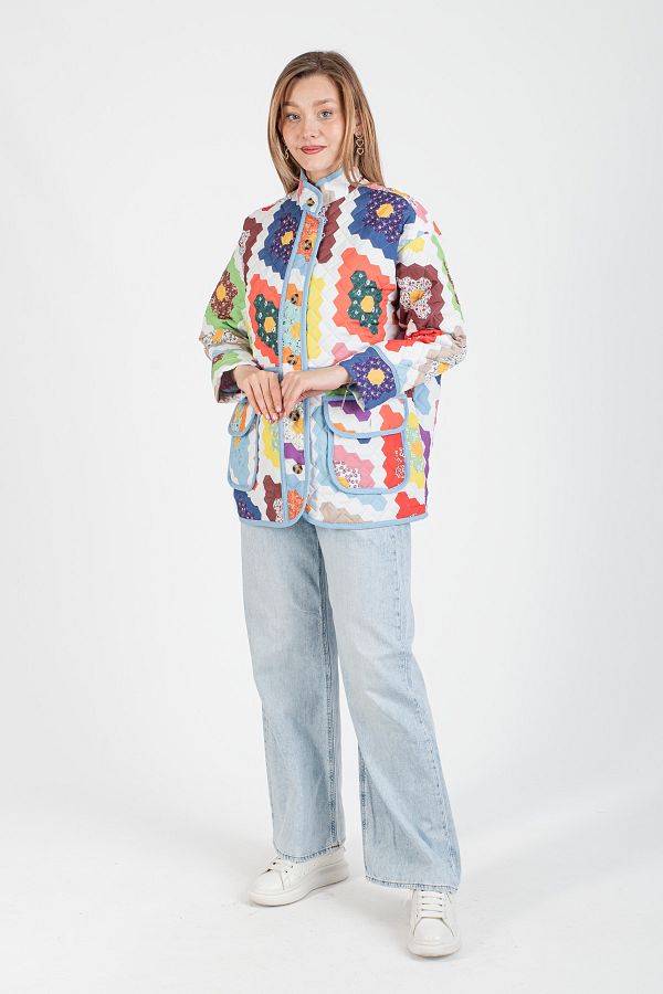 Hatun Atila-Hatunatila Patterned Quilted Jacket with Pockets - 7656-4 1