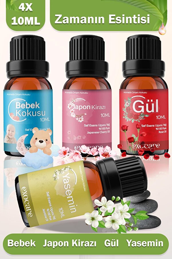 exocare Bebek ,Japon Kirazı,Yasemin,Gül Buhurdanlık Difüzör Yağı,oda banyo ve dolap parfümü,Kokus 10ml
