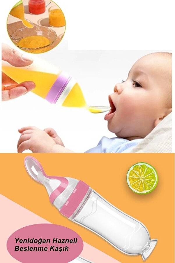 İndirimKap Yenidoğan Besleme Aparatı Kaşık Tipi Biberon Sızdırmaz Ek Gıda Kaşık Kapaklı Mama Kaşık