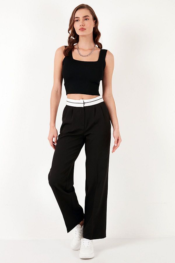 Lela-High Waist Wide Leg Trousers - Regular Fit Pant 611Pl061 1