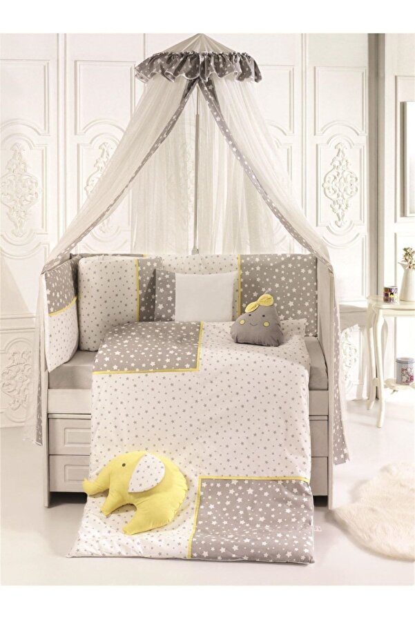 Pierre Cardin Smiley Stars Bebek Beşik Uyku Seti 75x130 Grey Yellow