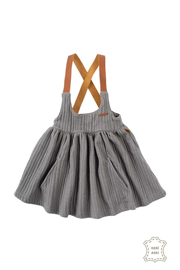 Little Gusto Kapitone Jile Elbise Çocuk Gri