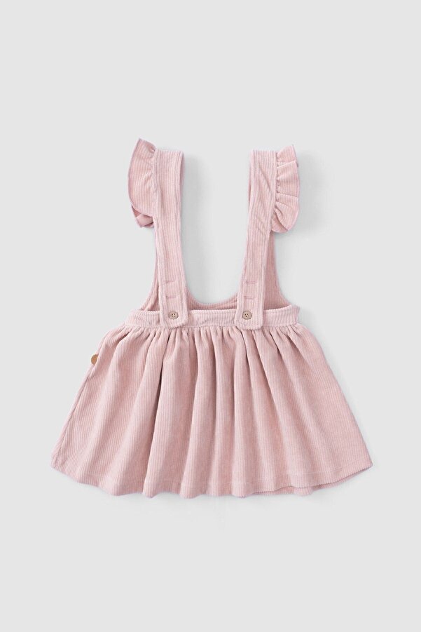 Little Gusto Fitilli Kadife Bebek Jile Elbise Pembe Beden: 2-3 Yaş