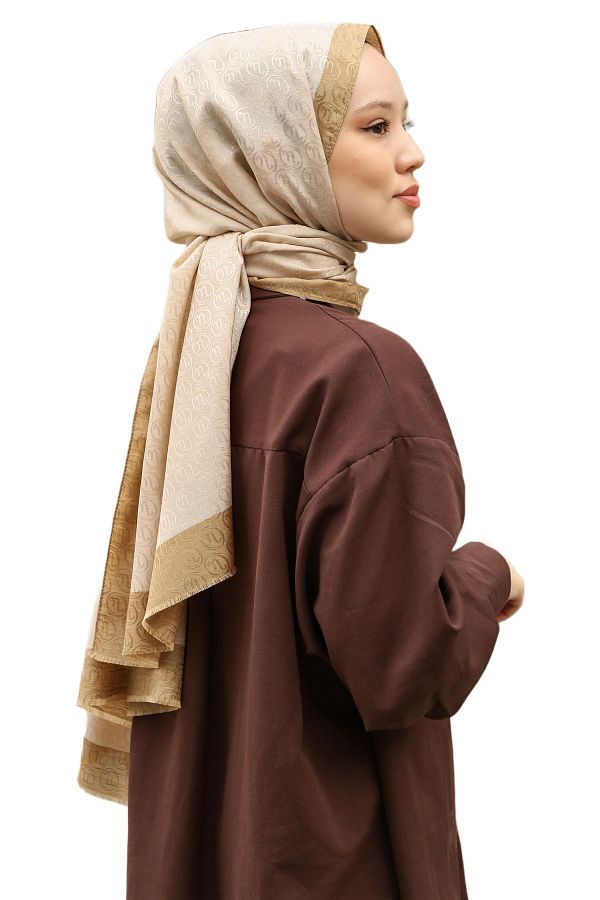 Hint İpek-DORE Monogram Shawl - Honey Foam 1