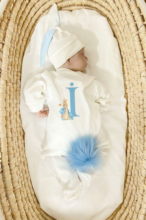 Tuğba Kuğu-Blue Rabbit Jumpsuit Set - Letter I 1