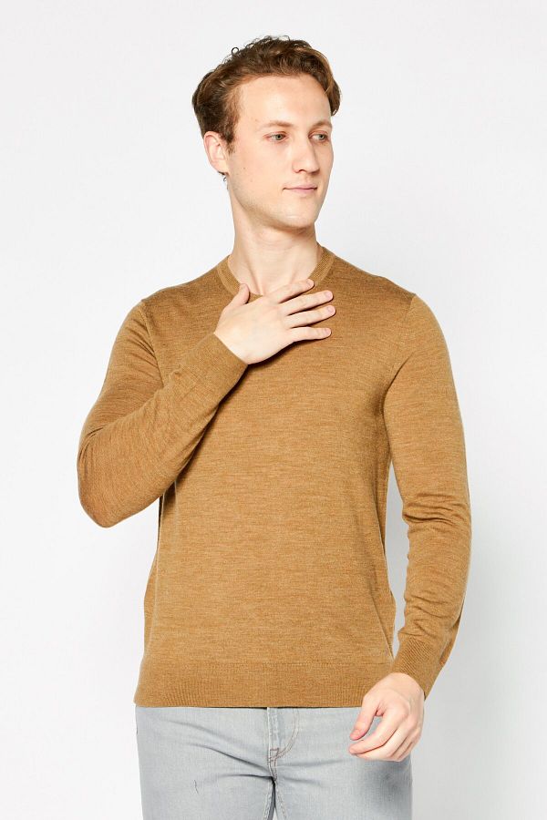 Michael Kors Men Crew Neck Long Sleeves Solid Sweater Tan Trendyol