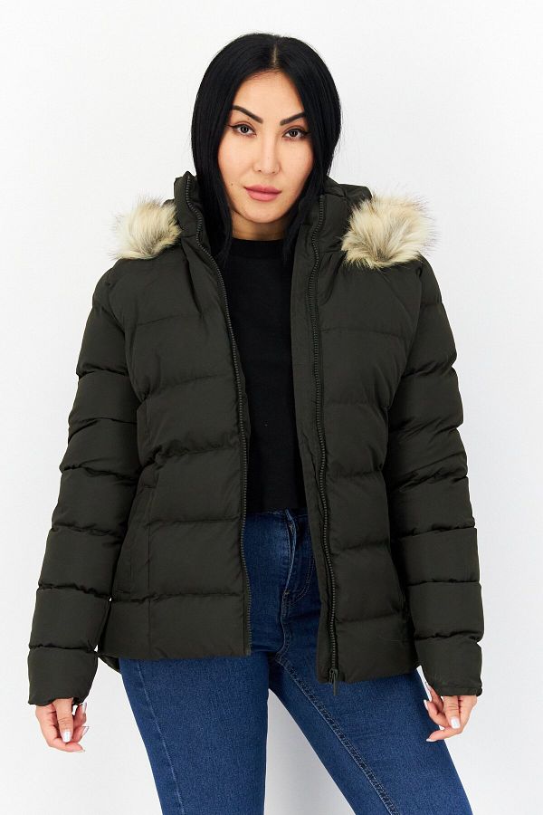 French Connection Women Plain Parka Jacket Olive Trendyol