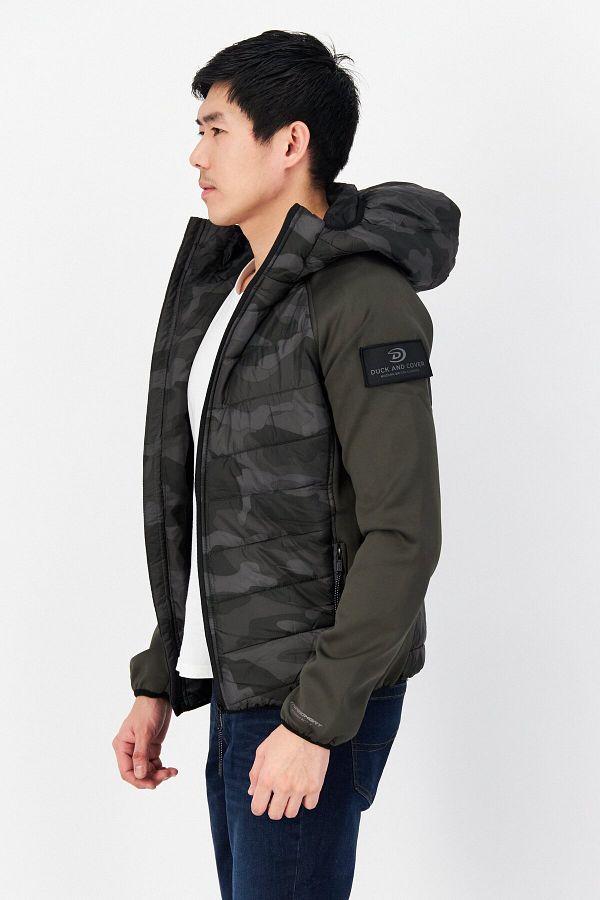 Duck and Cover Men Hooded Long Sleeve Camo Jacket Olive Trendyol