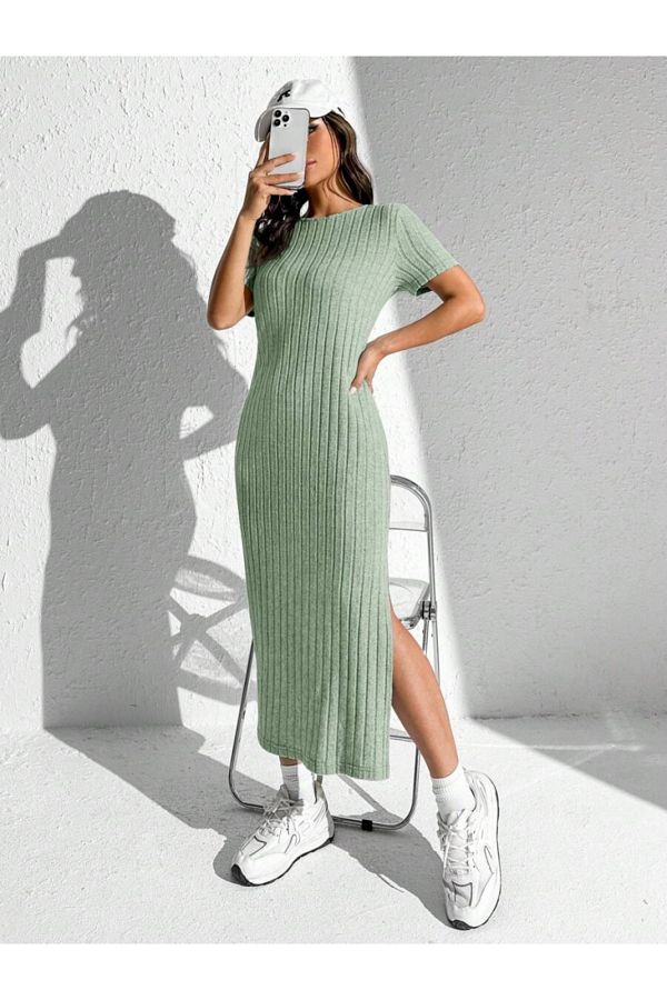 Ribbed slit dress on sale