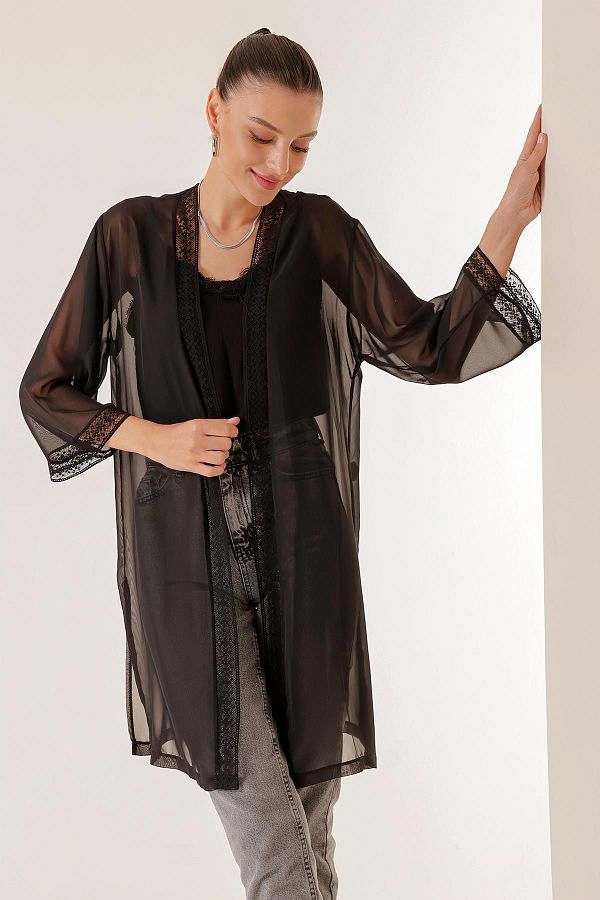 Chiffon long jacket shop