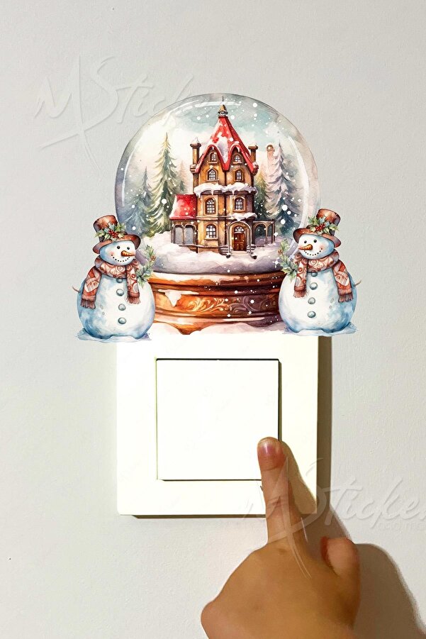 MSticker Kar Küresi Yeni Yıl Yılbaşı Kış Konseptli Sticker Yılbaşı Süsü Noel Kış Konseptli Priz Sticker Süs