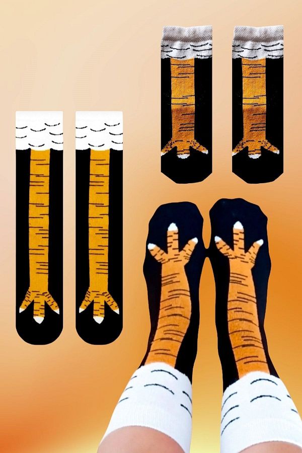 ZEYZEY MONKEY-Mother, Father and Child Chicken Feet Pattern Socket Socks Set (Suitable for Ages 4-5) 1
