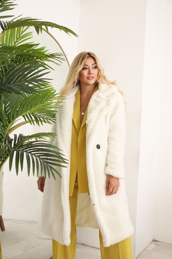 MOCCHI Plush Long Teddy Coat Trendyol
