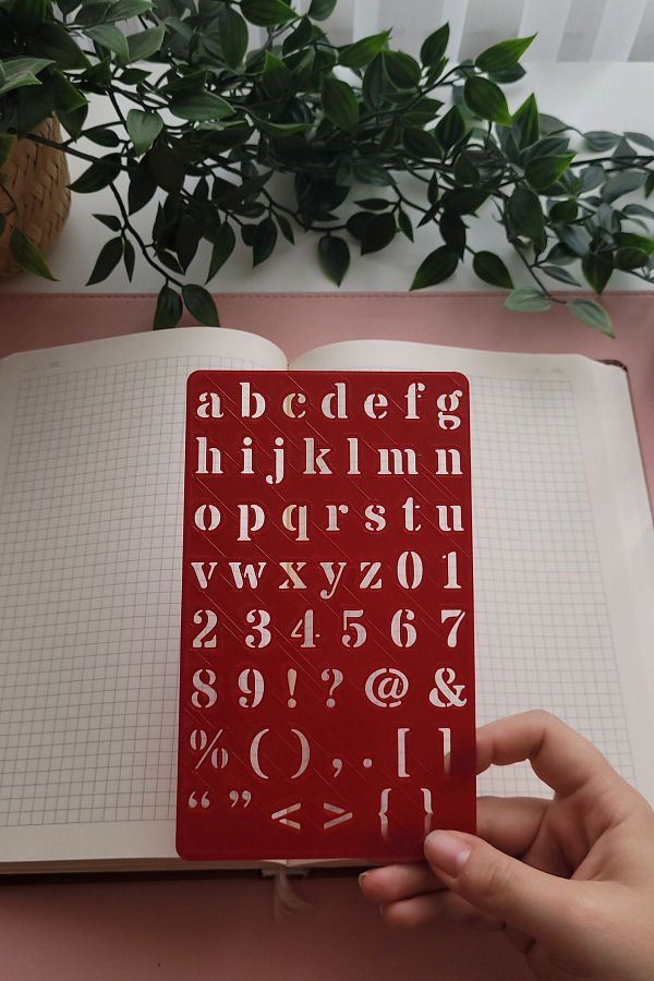 Karmelom Studio-Lowercase Letter and Symbol Drawing Template Ruler - Ruler for Bullet Journal Note and Content Layout 1
