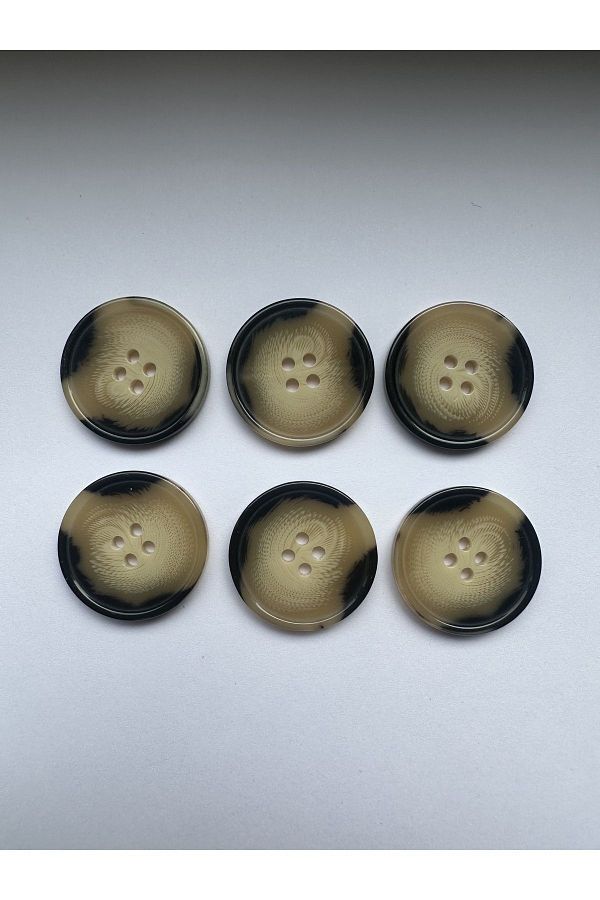 aensia-Camel Brown Black Marble Marble Pattern Design Button Plain Polyester Button 40 Size Buttons - Pack of 6 1