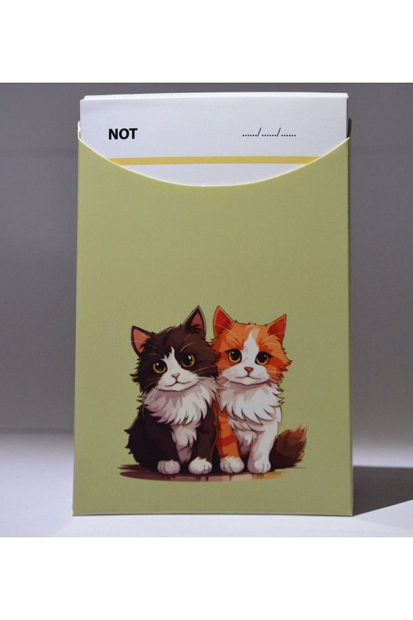 Ayal Ticaret-80's Do Not Forget Note Card with Cat - Vertical Memo Pad Boxed 1