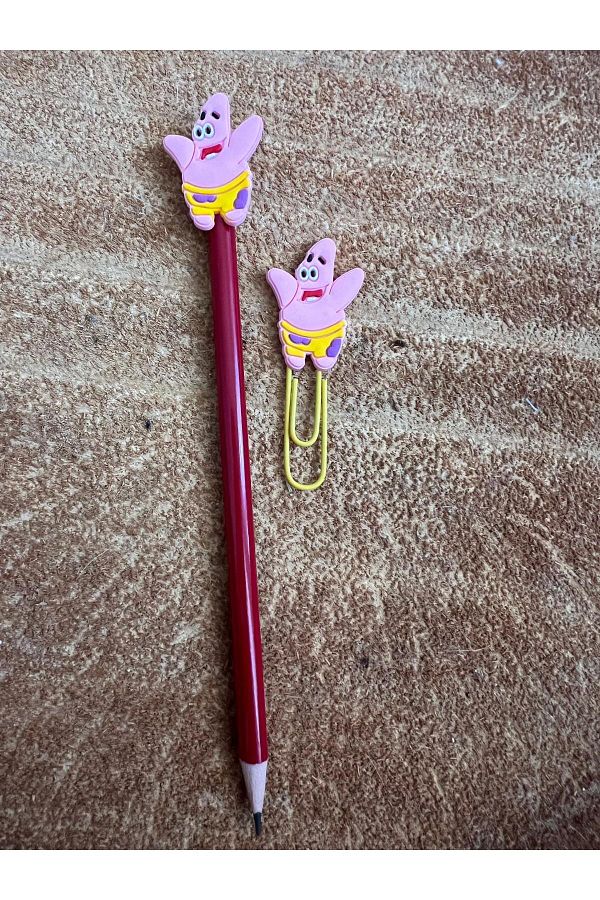 CRYSTALBEADSS-Jibbitz Fancy Pencil and Paperclip Set - Spongebob Patrick Star Patterned 1