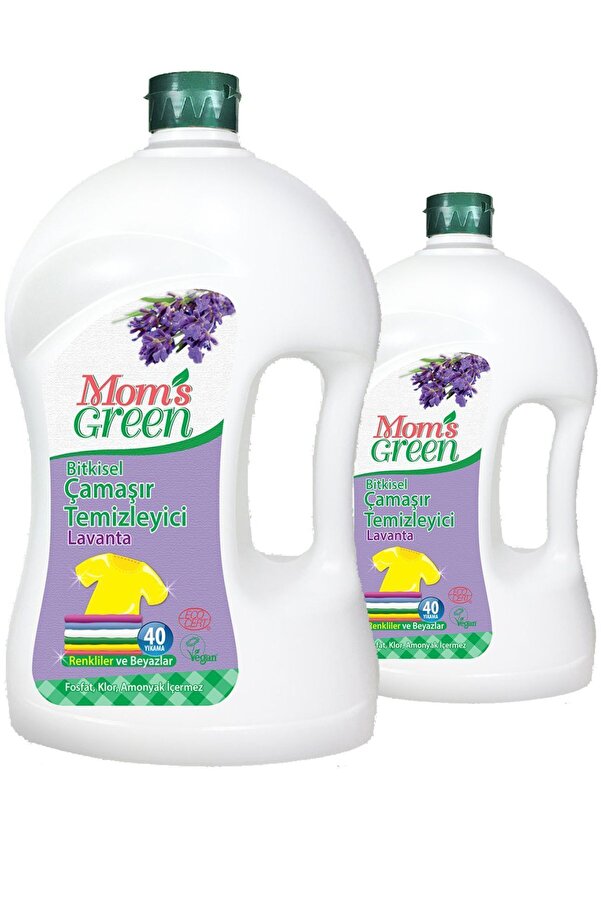 Mom's Green 2'li Set Bitkisel Çamaşır Deterjanı Lavanta 1500 ml X 2 Adet (80 YIKAMA)