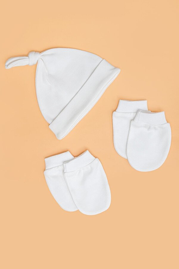 Messido %100 Organik Bebek Şapka Ve Eldiven Takımı