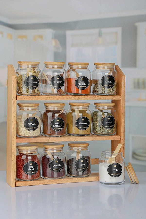 emdeco 300 Ml 12 Piece Luxury Spice Rack Set With Shelf Stand and Label Trendyol