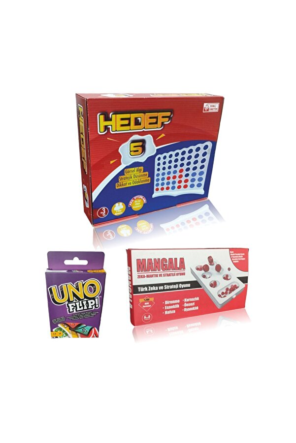 ALAY Ticaret Mangala - Hedef 5 - Uno Flip - Ekonomik 3'lü Set