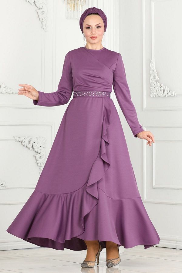 Modaselvim Lilac Evening Dress 3017Ktr750 Ruffle Skirt Trendyol