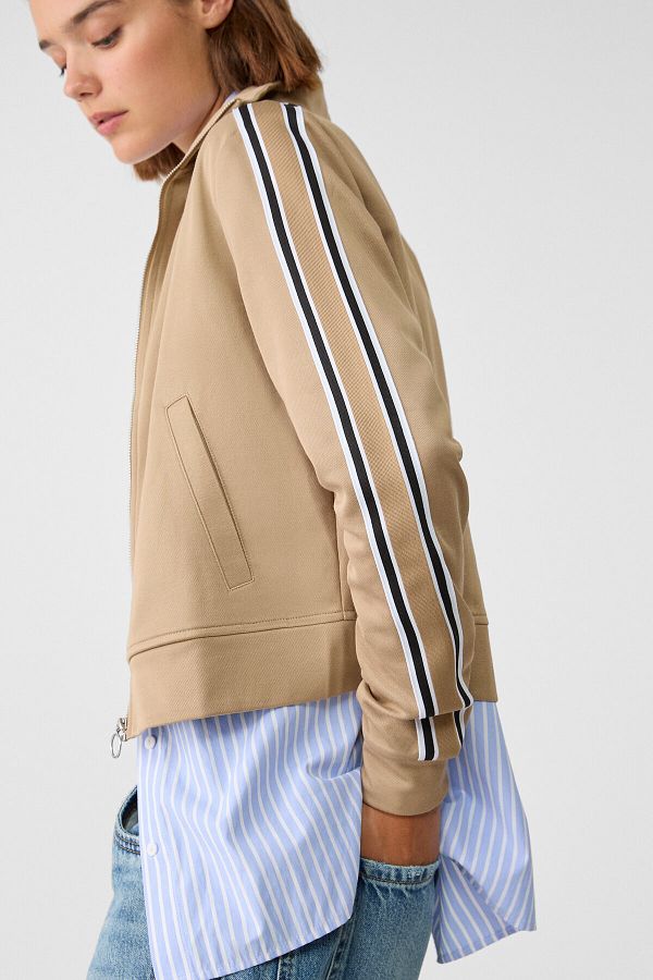 Stradivarius-Sweatshirt with Zipper and Side Stripes 1