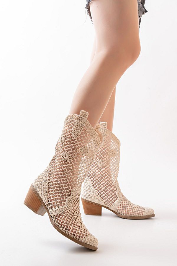 Lace fabric boots on sale