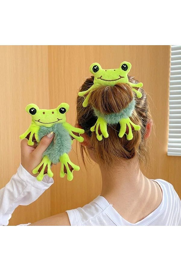 GÜLPEŞE-Frog Plush Bagel Buckle Plush Bun Buckle 1