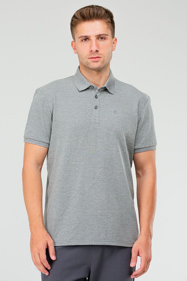 speedlife-Men's Polo Neck T-Shirt - Anthracite, 100% Cotton, Short Sleeve XF1735 1