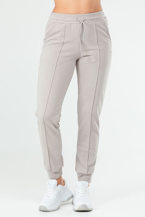 Speedlife Gray Regular Cotton High Waist Cuffed Women s Tracksuit Bottom Sd0940 Trendyol