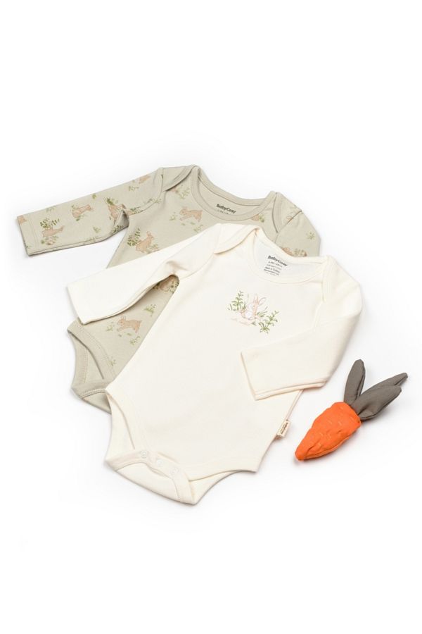 BabyCosy-طقم بدلة للفتيات الصغيرات بأكمام طويلة من القطن العضوي المنقوش مكون من قطعتين 1