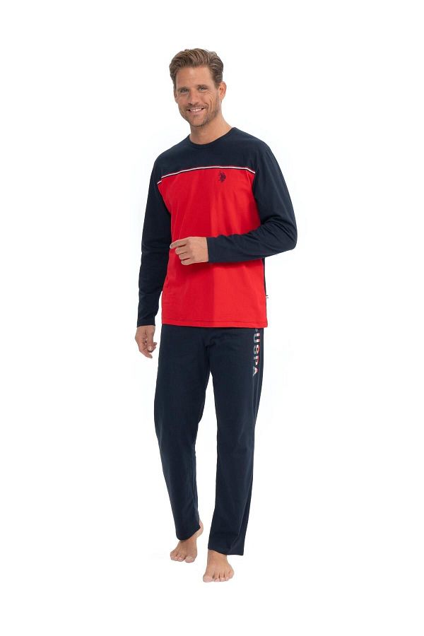 U.S. Polo Assn. Men s Red Round Neck Pajama Set Original Licensed 18829 Trendyol