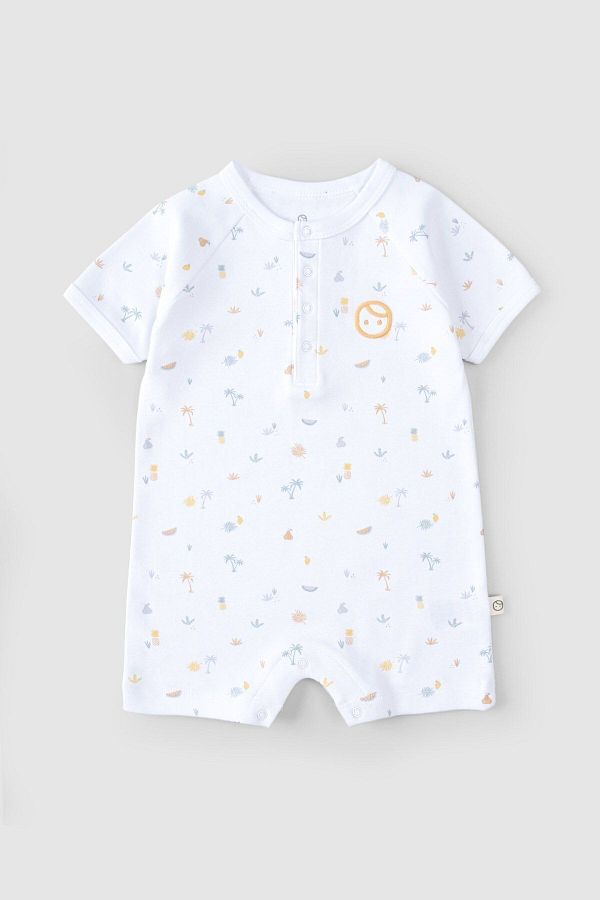 Little Gusto-Organic Cotton Short Sleeve Baby Shorts Jumpsuit - Picnic 1
