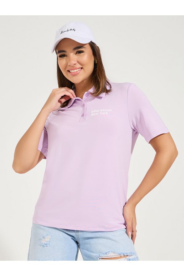Styli Regular Fit Slogan Print Short Sleeve Polo T Shirt Trendyol