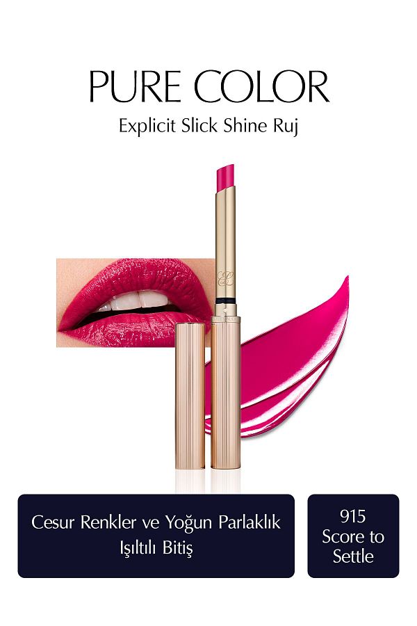 Estee Lauder-915 Model - Pure Color Explicit Slick Shine Shiny Ended Lipstick 1