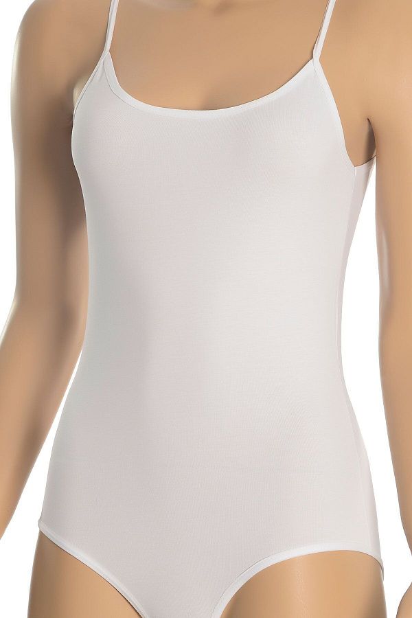 Öts-Women's White Rope Strap Lycra Bodysuit with Hooks and Snaps 1