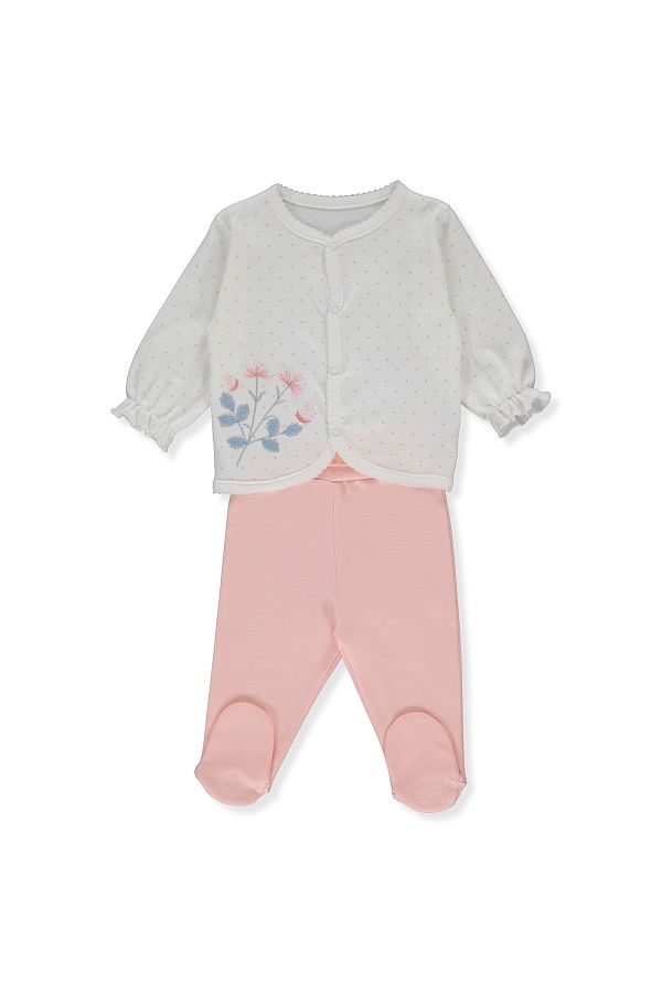 Bebetto-Interlock Floral Letters Pajamas Set with Booties - Set of 2 F1341 1