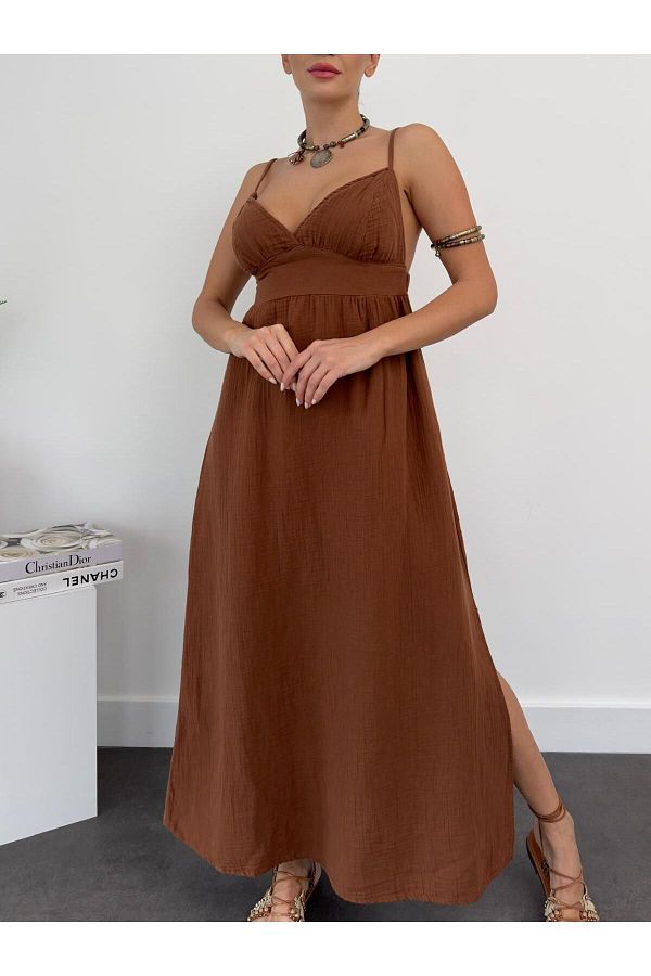 Papet Muslin Strap Open Back Dress Trendyol