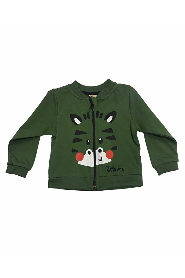 Divonette Hırka Zebra Baskılı Yeşil