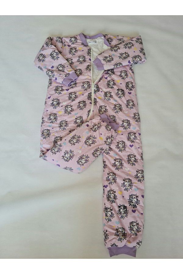 swan butik-Children's Sleeping Bag with Legs 2.5 Tog Inner and Outer 100% Cotton Combed Lilac Unicorn 1