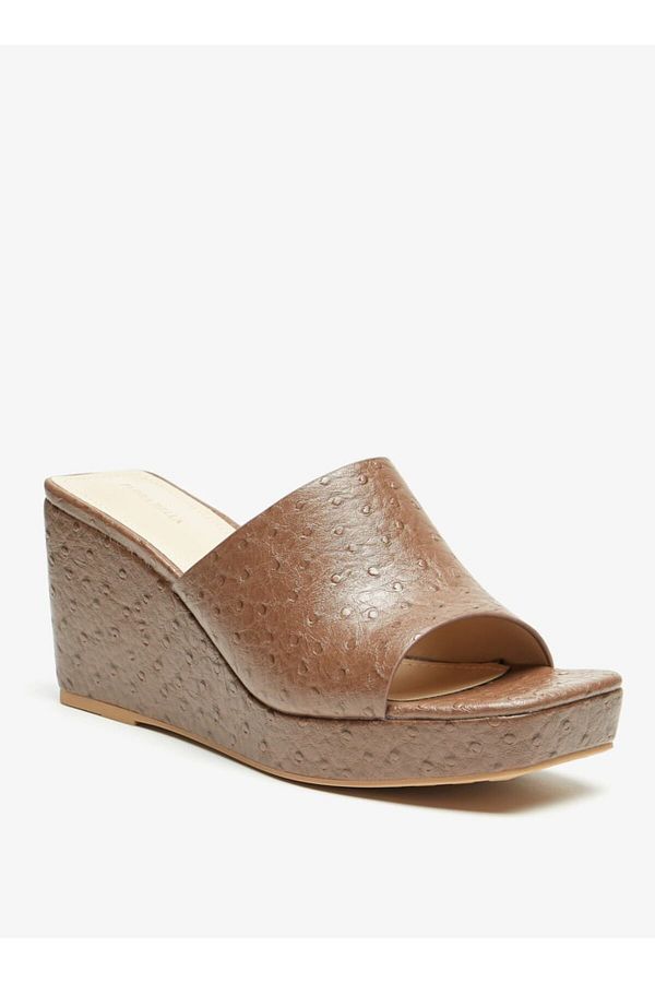 Flora Bella by Shoexpress-Flora Bella Textured Slip-On Sandals with Wedge Heels 1