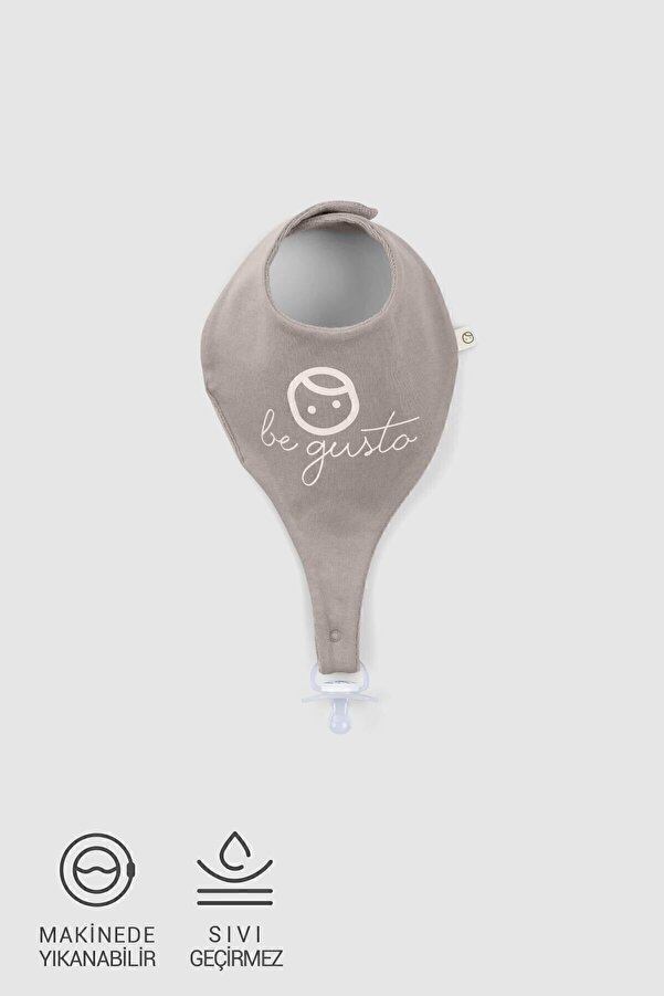 Little Gusto Sıvı Geçirmez Organik Pamuk Emzik Tutuculu Önlük Vintage Kahve