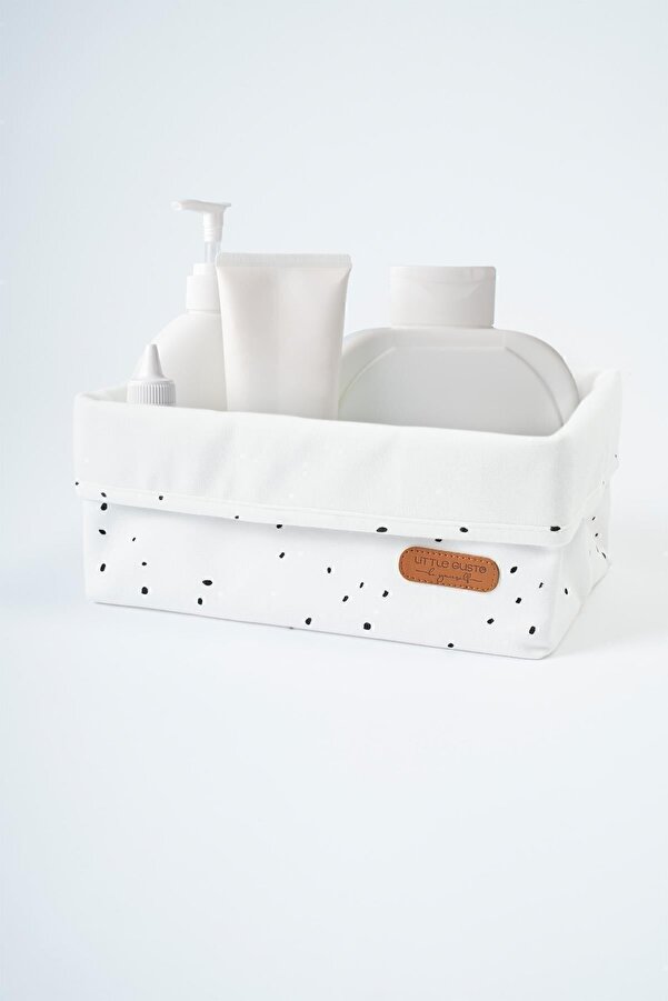 Little Gusto Organizer Sepet Bebek Cosmos Beyaz Organik Pamuk 25x16 cm