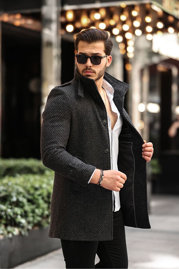 gm giyimarket Long Slim Fit Men s Stamp Coat Trendyol