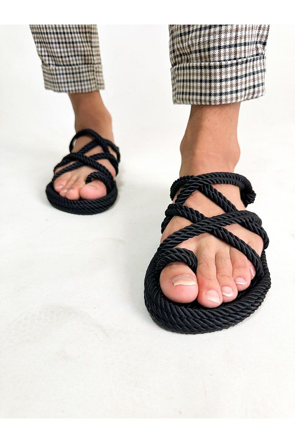 MERKEN Men s Mink Straw Handmade Sandals Trendyol